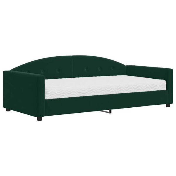 vidaXL Lit de jour avec matelas vert fonc&eacute; 100x200 cm velours