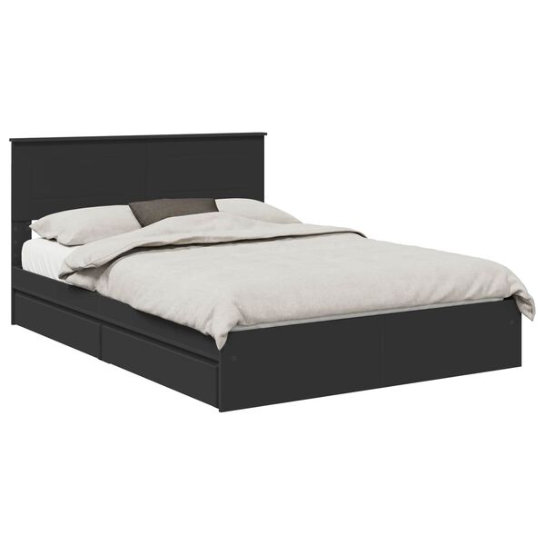 vidaXL Lit de Rangement Noir 150 x 200 cm Bois d'ing&eacute;nierie