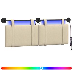 vidaXL T&ecirc;te de lit suspendue Avec lumi&egrave;re LED Cr&egrave;me Tissu