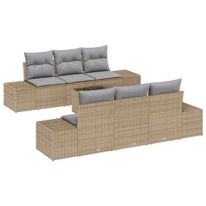 vidaXL Ensemble de canap&eacute; de jardin 8 pcs Beige et gris polyrotin