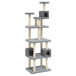 vidaXL Arbre &agrave; chat avec griffoirs en sisal Gris clair 188 cm