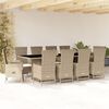 vidaXL Ensemble &agrave; manger de jardin et coussins 11 pcs beige poly rotin