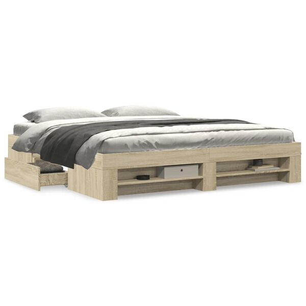vidaXL Cadre de lit sans matelas ch&ecirc;ne sonoma 180x200 cm