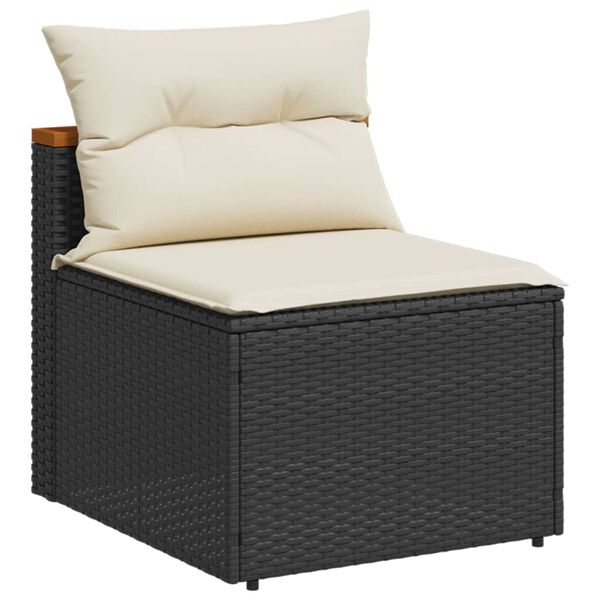 vidaXL Canap&eacute;s de jardin sans accoudoirs avec coussins 2 pcs noir