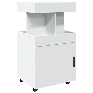 vidaXL Chariot de bar blanc 50x41x89 cm bois d'ing&eacute;nierie