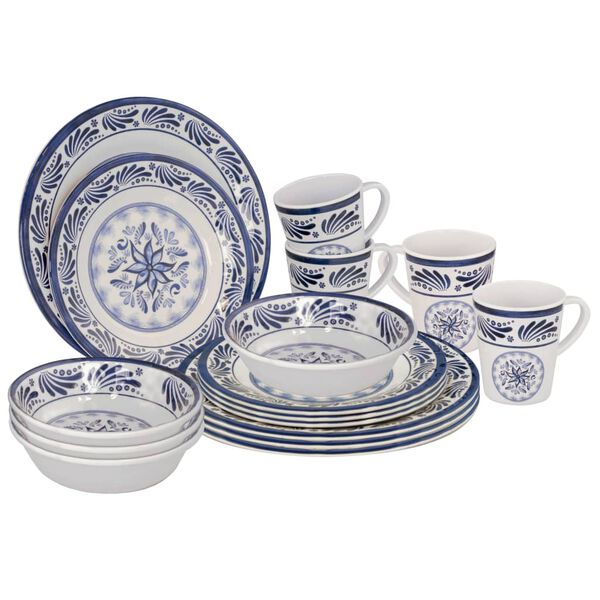 Bo-Camp Vaisselle 16 pcs Old Dutch m&eacute;lamine bleu