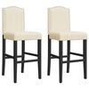 vidaXL Chaises de bar lot de 2 bois massif d'h&eacute;v&eacute;a et tissu