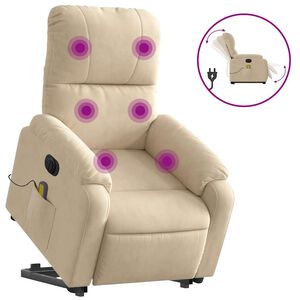 vidaXL Fauteuil inclinable de massage &eacute;lectrique cr&egrave;me