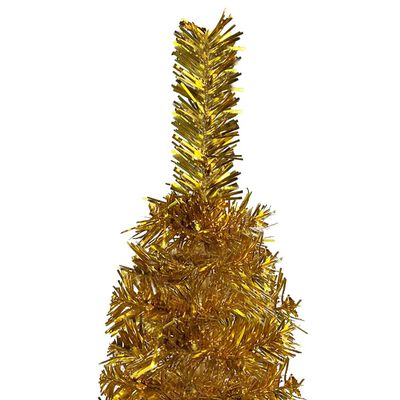 vidaXL Arbre de Noël mince pré-éclairé doré 120 cm
