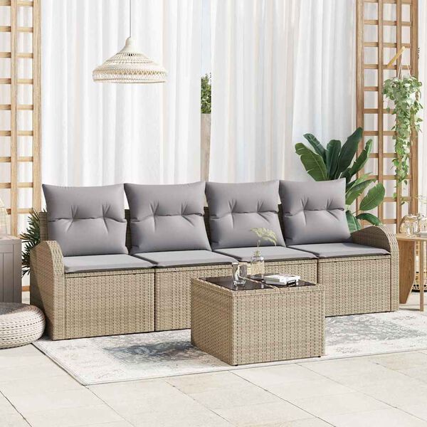 vidaXL Ensemble de canap&eacute; de jardin Beige 55 x 55 x 37 cm polyrotin