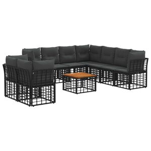 vidaXL Ensemble de canap&eacute;s d'ext&eacute;rieur 10 pc Noir et Gris fonc&eacute;