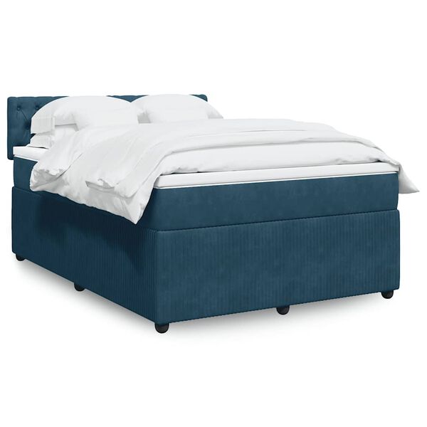 vidaXL Sommier &agrave; lattes de lit et matelas bleu 140x200 cm velours