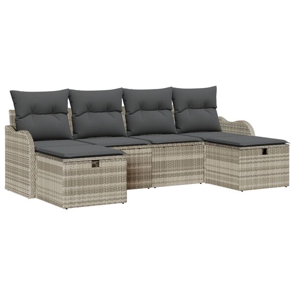 vidaXL Ensemble de Canap&eacute;s avec coussin 6 pcs Gris clair polyrotin