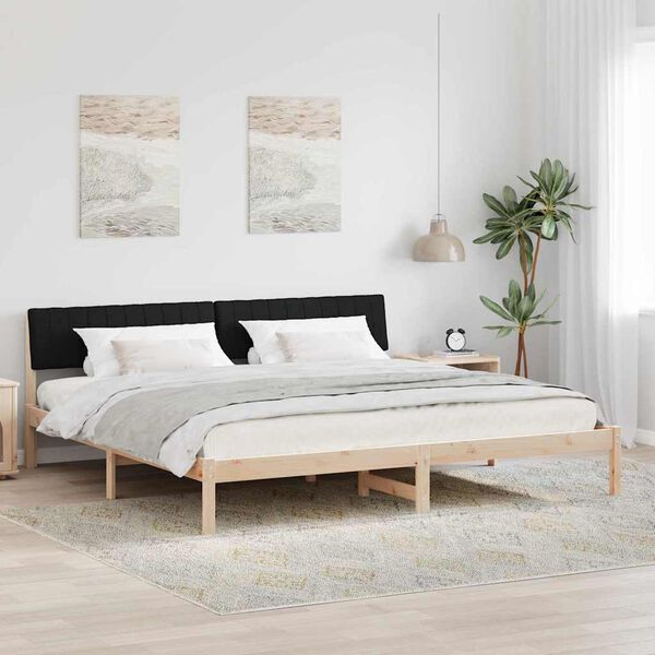 vidaXL Cadre de lit Marron et noir 200 x 200 cm Bois massif en pin