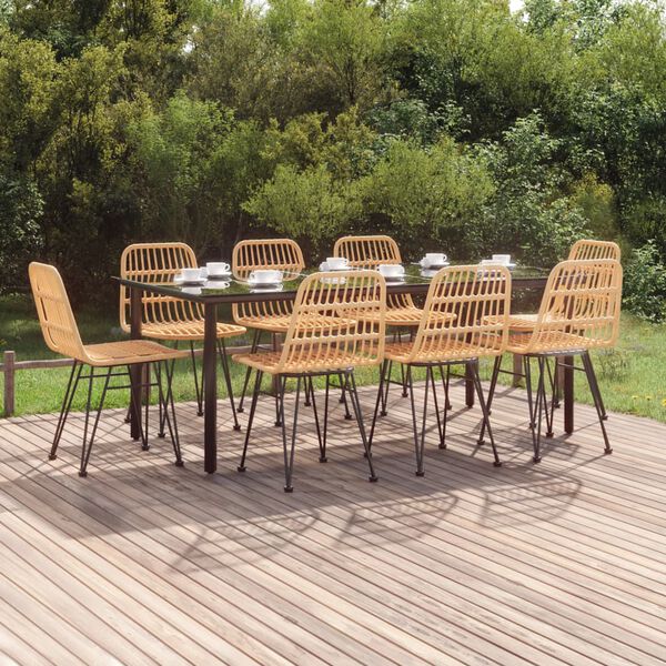 vidaXL Ensemble &agrave; manger de jardin 9 pcs R&eacute;sine tress&eacute;e