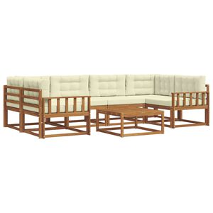 vidaXL Ensemble de canap&eacute;s d'ext&eacute;rieur 7 pcs Naturel et Cr&egrave;me