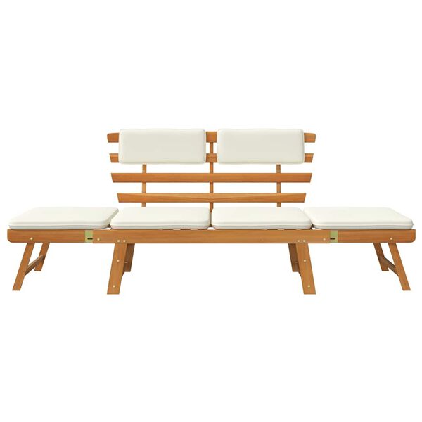 vidaXL Banc de jardin avec coussins 2-en-1 190 cm Bois solide d'acacia