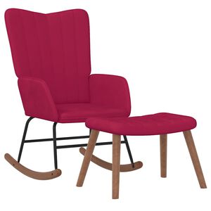 vidaXL Chaise &agrave; bascule avec repose-pied Rouge bordeaux Velours