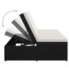 vidaXL Chaise longue convertible avec coussin R&eacute;sine tress&eacute;e Noir