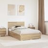 vidaXL Cadre de lit Ch&ecirc;ne Sonoma 135 x 190 cm Bois d'ing&eacute;nierie
