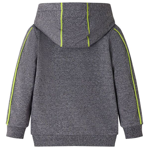 Sweat-shirt &agrave; capuche fermeture &eacute;clair enfants gris m&eacute;lang&eacute; 104