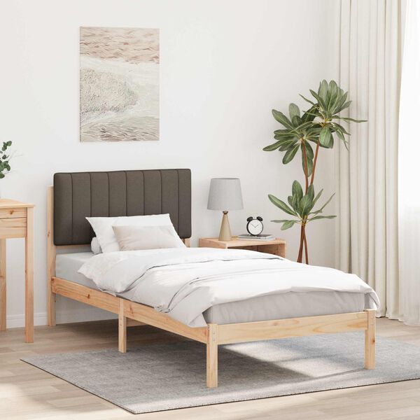 vidaXL Cadre de lit avec t&ecirc;te de lit rembourr&eacute;e Taupe 90 x 190 cm