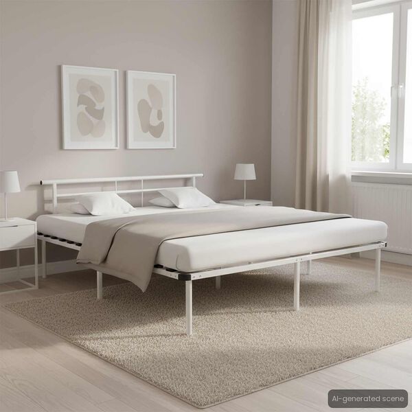 vidaXL Cadre de lit sans matelas blanc m&eacute;tal 180x200 cm