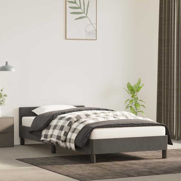 vidaXL Cadre de lit sans matelas gris fonc&eacute; 90x200 cm velours