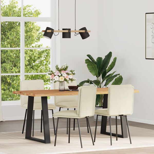 vidaXL Chaises &agrave; manger lot de 4 Cr&egrave;me Velours