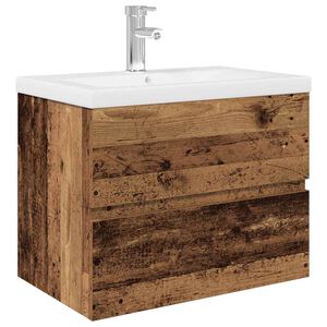 vidaXL Meuble lavabo avec bassin et robinet int&eacute;gr&eacute;s vieux bois