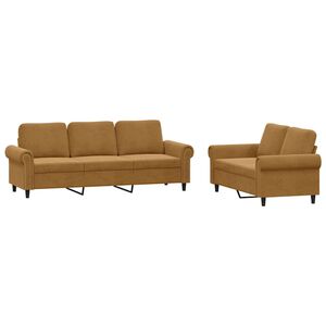 vidaXL Ensemble de canap&eacute;s 2 pcs avec coussins Marron Velours