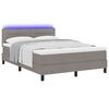 vidaXL Lit &agrave; ressorts avec matelas avec LED Taupe 140 x 200 cm tissu