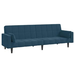vidaXL Canap&eacute;-lit &agrave; 2 places avec deux oreillers bleu velours