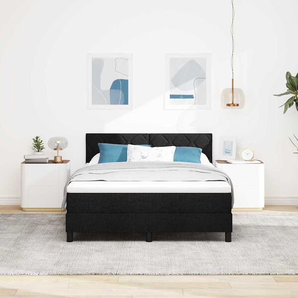 vidaXL Lit &agrave; ressorts avec matelas avec LED Noir 160 x 200 cm tissu