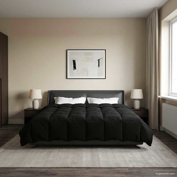 vidaXL Duvet complet toute l'ann&eacute;e Noir 200 x 200 cm Microfibre