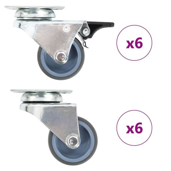 vidaXL 12 pcs Roulettes pivotantes doubles 50 mm