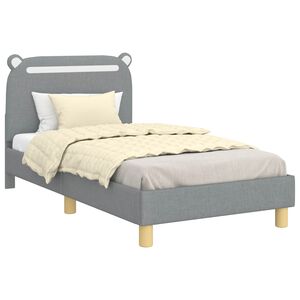 vidaXL Cadre de lit pour enfants avec t&ecirc;te de lit Gris clair tissu