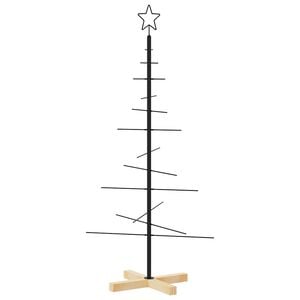 vidaXL Arbre de No&euml;l en m&eacute;tal avec base en bois noir 120 cm
