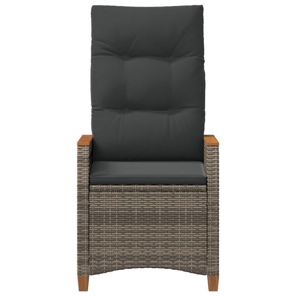 vidaXL Chaise de jardin inclinable Gris et bleu marine polyrotin