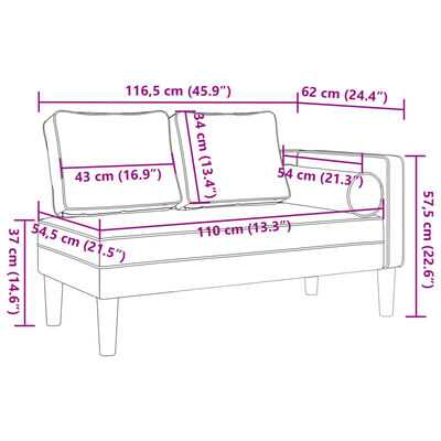 vidaXL Chaise longue avec coussins gris clair tissu