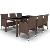 vidaXL Ensemble &agrave; Manger de jardin 7pcs r&eacute;sine tress&eacute;e et verre tremp&eacute;