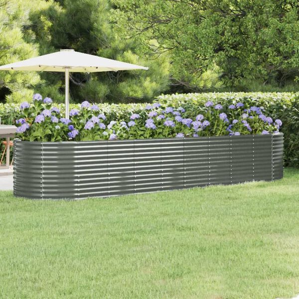 vidaXL Lit surélevé de jardin Acier galvanisé 396x100x68cm gris