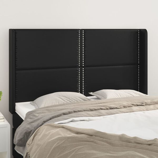 vidaXL T&ecirc;te de lit avec oreilles Noir 147x16x118/128 cm Similicuir