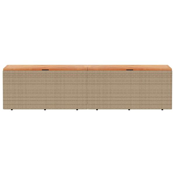 vidaXL Bo&icirc;te de rangement de jardin beige r&eacute;sine tress&eacute;e bois d'acacia