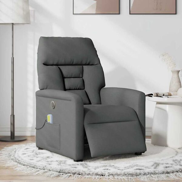vidaXL Fauteuil inclinable de massage &eacute;lectrique gris fonc&eacute; tissu