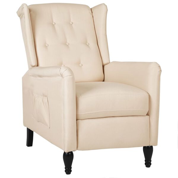 vidaXL Fauteuil inclinable Cr&egrave;me Tissu