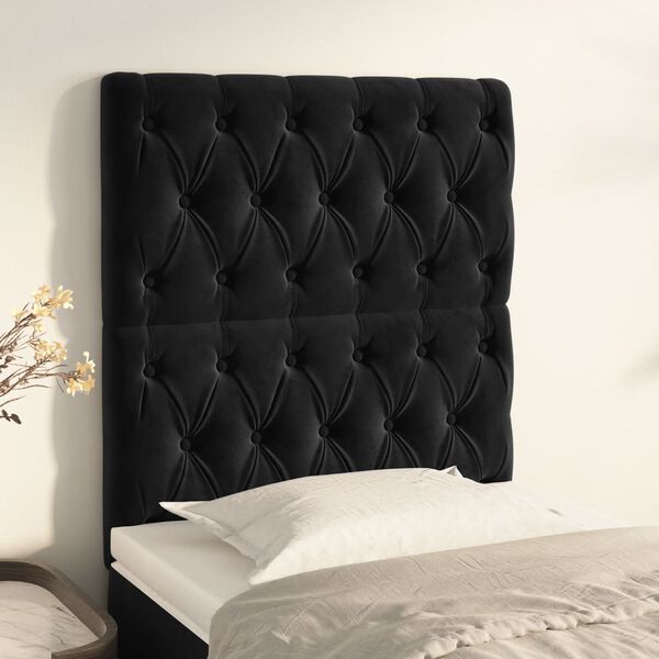 vidaXL T&ecirc;te de lit Noir 80x7x118/128 cm Velours