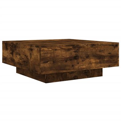 vidaXL Table basse avec lumières LED chêne fumé 80x80x31 cm