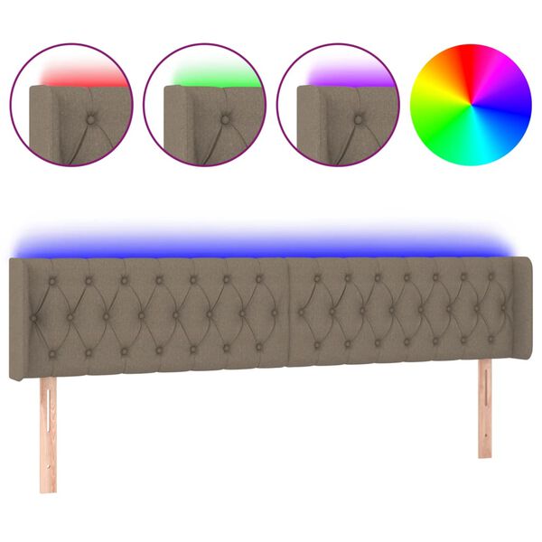 vidaXL T&ecirc;te de lit &agrave; LED Taupe 183x16x78/88 cm Tissu