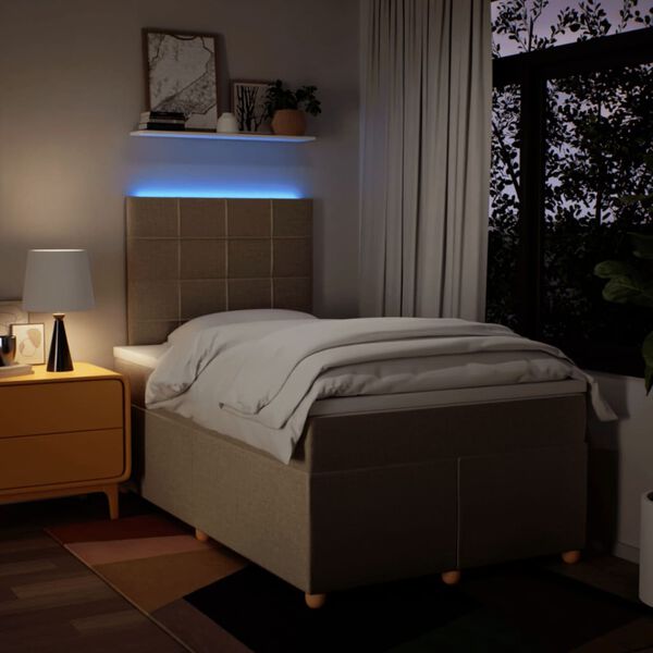 vidaXL Sommier &agrave; lattes de lit avec matelas cr&egrave;me 120x190 cm tissu